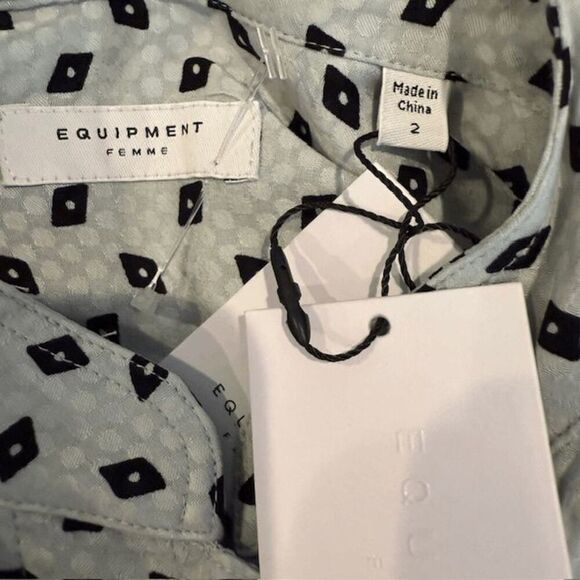 NWT Equipment Femme Absalone Shirt Dress "Sky Gray True Black" Size 2 - Picture 9 of 15